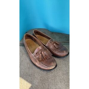 Cole Haan Men 10 Brown Leather Kiltie Tassel Loafers Boat Driving Shoes Moc Toe